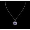 Image 1 : 14KT White Gold 11.90ct Tanzanite, Sapphire and Diamond Pendant With Chain