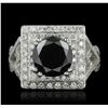 Image 1 : 14KT White Gold 3.94ctw Black Diamond Ring