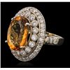 Image 2 : 14KT White Gold 15.39ct Citrine and Diamond Ring