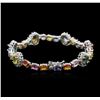Image 2 : 14KT White Gold 18.15ctw Multicolor Sapphire and Diamond Bracelet