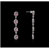 Image 2 : 14KT White Gold 1.60ctw Pink Sapphire and Diamond Earrings
