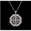 Image 2 : 1.58ctw Diamond Pendant With Chain - 14KT White Gold