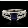 Image 1 : 14KT White Gold 1.00ct Sapphire and Diamond Ring