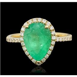 14KT Yellow Gold 2.73ct Emerald and Diamond Ring