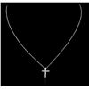 Image 1 : 14KT White Gold 0.29ctw Diamond Cross Pendant With Chain