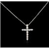 Image 2 : 14KT White Gold 0.29ctw Diamond Cross Pendant With Chain