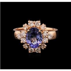 1.75ct Tanzanite and Diamond Ring - 14KT Rose Gold