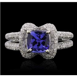 14KT White Gold 1.42ct Tanzanite and Diamond Ring