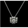 Image 1 : 14KT White Gold 0.64ctw Diamond Pendant With Chain