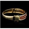 Image 2 : 14KT Yellow Gold 7.00ctw Orange Sapphire and Diamond Bangle Bracelet