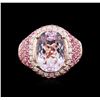 Image 1 : 14KT Rose Gold 7.52ct Kunzite, Pink Sapphire and Diamond Ring