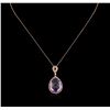 Image 1 : 13.08ct Amethyst and Diamond Pendant With Chain - 14KT Rose Gold