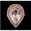 Image 1 : 14KT Rose Gold 13.01ct Morganite and Diamond Ring