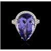 Image 1 : 14KT White Gold GIA Certified 14.81ct Tanzanite and Diamond Ring