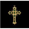 Image 1 : 18KT Yellow Gold 0.55ctw Emerald Cross Pendant