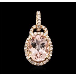 14KT Rose Gold 2.30ct Morganite and Diamond Pendant