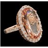 Image 2 : 14KT Rose Gold 8.82ct Morganite and Diamond Ring