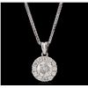 Image 1 : 14KT White Gold 0.92ctw Diamond Pendant With Chain