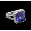 Image 2 : 6.52ct Tanzanite and Diamond Ring - 14KT White Gold
