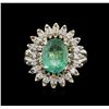 Image 1 : 2.80ct Emerald and Diamond Ring - 14KT White Gold