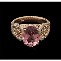 3.37ct Pink Tourmaline and Diamond Ring - 14KT Rose Gold