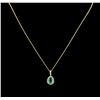Image 1 : 1.60ct Emerald and Diamond Pendant With Chain - 14KT Yellow Gold