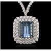 Image 2 : 18KT White Gold 16.60ct GIA Certified Aquamarine and Diamond Pendant With Chain