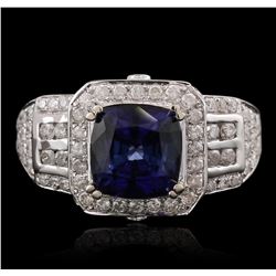 14KT White Gold 3.23ct Sapphire and Diamond Ring