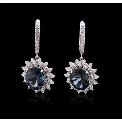 14KT White Gold 11.56ctw Topaz and Diamond Earrings