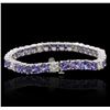 Image 2 : 14KT White Gold 14.28ctw Tanzanite and Diamond Bracelet