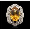 Image 1 : 14KT White Gold 10.91ct Citrine and Diamond Ring