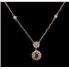 Image 2 : 14KT Rose Gold 0.98ctw Diamond Necklace
