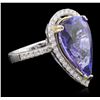 Image 2 : 14KT Two-Tone Gold 9.41ct GIA Certified Tanzanite and Diamond Ring