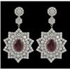 Image 1 : 14KT White Gold 4.32ctw Ruby and Diamond Earrings