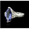 Image 2 : 14KT White Gold 3.70ct Tanzanite and Diamond Ring