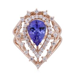 14KT Rose Gold 2.39ct Tanzanite and Diamond Ring