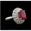 Image 2 : 4.88ct Ruby and Diamond Ring - 14KT White Gold