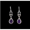 Image 1 : 2.29ctw Amethyst and Diamond Earrings - 14KT White Gold