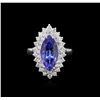 Image 1 : 14KT White Gold 3.85ct Tanzanite and Diamond Ring