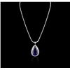 Image 1 : 14KT White Gold GIA Certified 31.37ct Tanzanite and Diamond Pendant With Chain