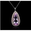 Image 2 : 14KT Rose Gold 19.54ct Kunzite and Diamond Pendant With Chain