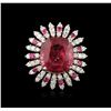 Image 1 : 18KT White Gold 17.06ct Pink Tourmaline, Ruby and Diamond Ring