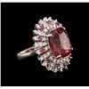 Image 2 : 18KT White Gold 17.06ct Pink Tourmaline, Ruby and Diamond Ring