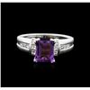 Image 1 : 14KT White Gold 3.00ct Amethyst and Diamond Ring