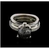 Image 1 : 7.99ctw Black Diamond Ring - 14KT White Gold