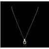 Image 1 : 14KT Rose Gold 1.83ct Emerald and Diamond Pendant With Chain