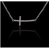 Image 2 : 14KT White Gold 0.13ctw Diamond Pendant With Chain
