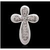 Image 1 : 14KT White Gold 0.18ctw Diamond Cross Pendant