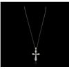 Image 2 : 14KT White Gold 1.50ctw Diamond Cross Pendant With Chain