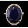 Image 1 : 14KT Two-Tone Gold 13.11ct Sapphire and Diamond Ring